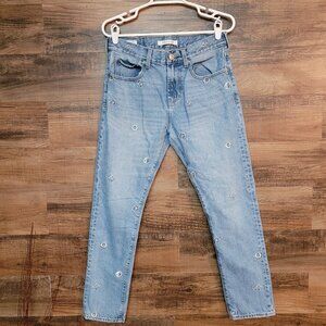 Pacsun Jeans Mens 29x30 Measures 29x28 Slim Taper Embroidered Mushrooms Etc